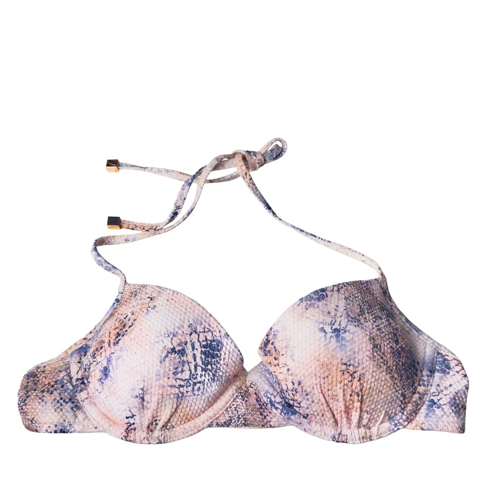 Victoria's Secret Snake Print Bikini Top 32A Padded Underwire Swim Chic Beach
